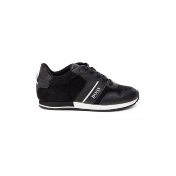 Pantofi sport cu insertii de piele si piele intoarsa