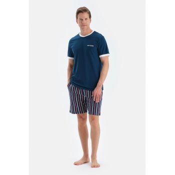 Pijama din bumbac cu maneci scurte