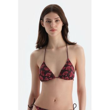 Sutien de baie cu cupe triunghiulare si model
