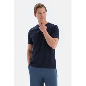 Tricou de bumbac cu decolteu la baza gatului