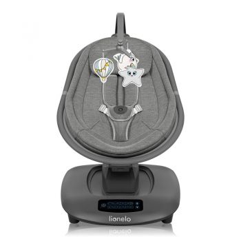 Balansoar si sezlong Lionelo Blossom Gri, 5 melodii, 5 moduri de balansare, jucarii, husa respirabila, telecomanda, scaun reglabil