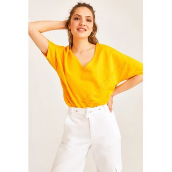 Bluza lejera de bumbac cu decolteu in V
