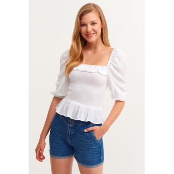Bluza slim fit cu maneci bufante