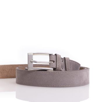 Curea unisex din piele naturală - Taupe Velur 3,5 cm