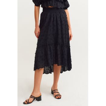 Fusta midi de bumbac cu broderie
