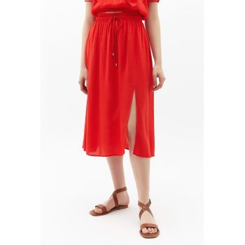 Fusta midi dreapta cu slit frontal