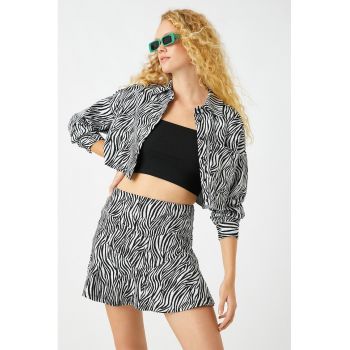 Fusta slim fit cu model zebra