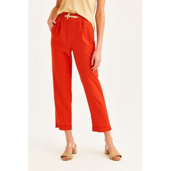 Pantaloni capri cu talie inalta