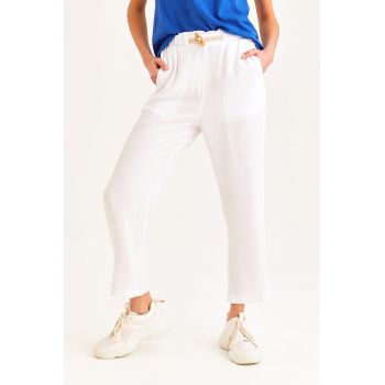 Pantaloni capri cu talie inalta