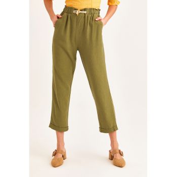 Pantaloni capri cu talie inalta