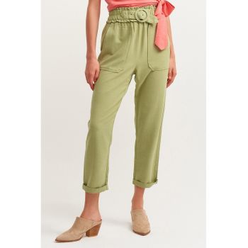 Pantaloni drepti cu talie inalta