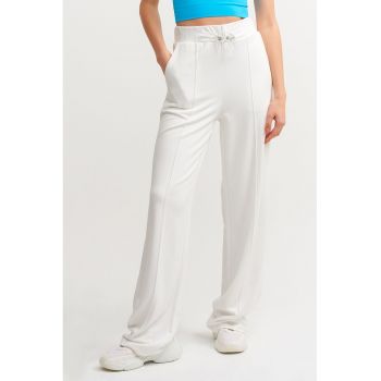 Pantaloni drepti cu talie inalta