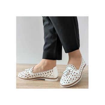 Pantofi Perforati Dama  105-08 Albi - 37 - Alb