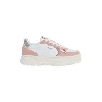 Pantofi sport flatform cu garnituri de piele intoarsa