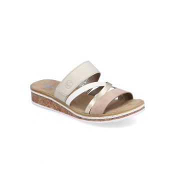 Papuci velcro de damă Rieker nud combi V3652-94