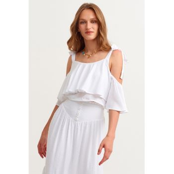 Rochie midi cu decupaj pe umar
