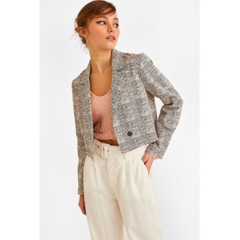 Sacou crop cu revere decupate