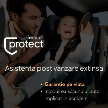 Scoica auto Lionelo Moxie Bej, i-Size, include baza rotativa 360 cu picior de fixare, 40-87 cm, tetiera reglabila, intarita cu spuma de memorie, carcasa ventilata, protectie avansata, conform R129
