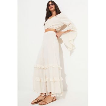 Set de bluza si pantaloni cu volane