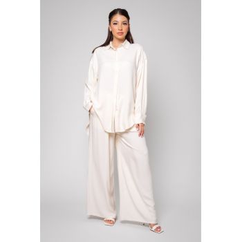 Set Gabrielle Camasa si Pantalon lung Cream 14217