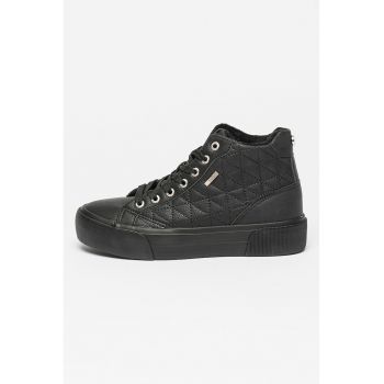 Tenisi flatform din piele ecologica