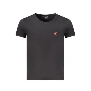 U.S. Grand POLO Tricou barbati simplu cu logo rosu brodat - negru -