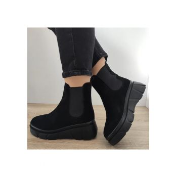 Ghete Casual Dama  3020-4 Negre Velur - Negru