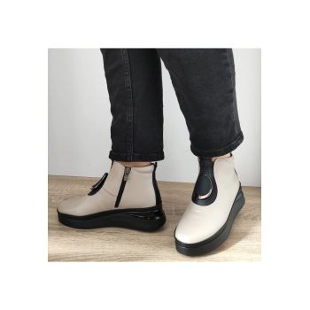 Ghete Casual Dama  At01-T Bej Vison Cu Negru - Beige