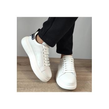 Pantofi Casual Barbati  3221 Albi + Negri - Alb