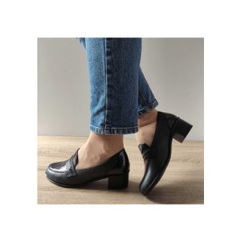 Pantofi Casual Dama  125009 Negri + Croco - Black