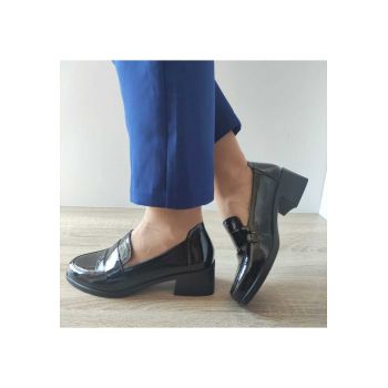 Pantofi Casual Dama  450024 01-L Negri Lac Croco - Black