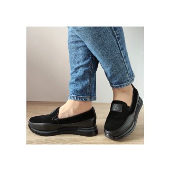 Pantofi Casual Dama  5013-1 Negri + Velur - Negru + Velur