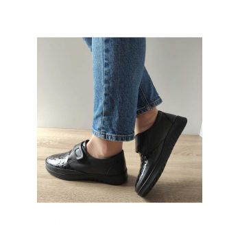 Pantofi Casual Dama  H-0010 Negri + Croco - Black