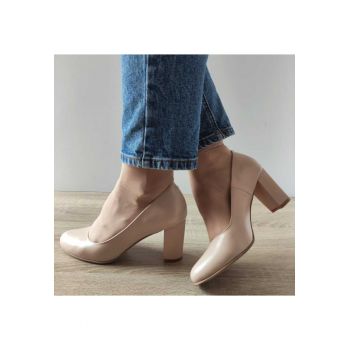 Pantofi Eleganti Dama  23336 Ivoar + Toc Foro - Beige