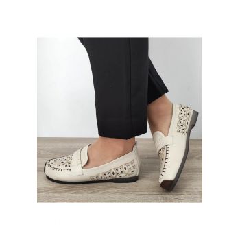 Pantofi Perforati Dama  Lqn03 Crem - Crem