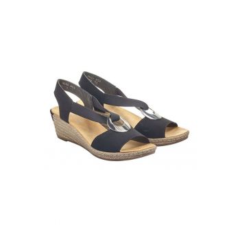 Sandale casual - dama -  ANTISTRESS - 624H6-00 negru - piele ecologica - platforma