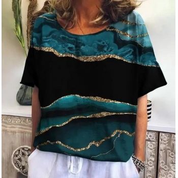 Bluza cu design modern, de dama, maneca scurta, model 74, marime XL