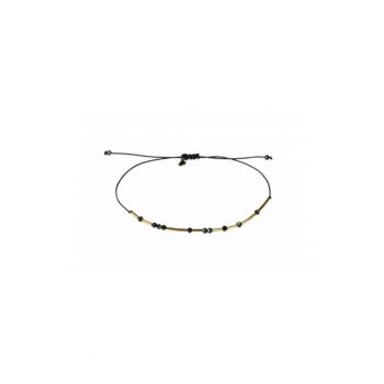 Bratara  Caviar Drops - reglabila - din aur filat de 14k/20 si spinel negru