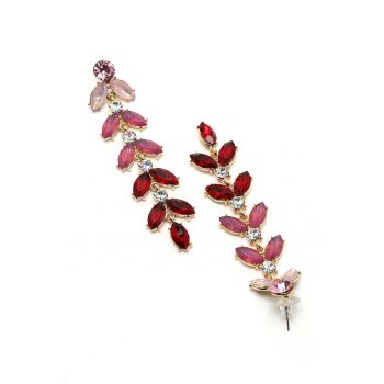 Cercei drop de aur de 18K filat cu cristale