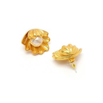 Cercei in forma de floare placati cu aur de 18K