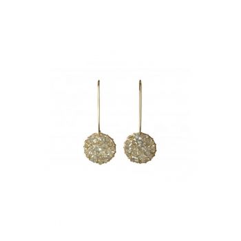 Cercei  Pendulum - medii - cu labradorit si fir de aur filat de 14k/20