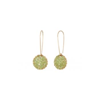 Cercei  Pendulum - medii - cu peridot si fir de aur filat de 14k/20
