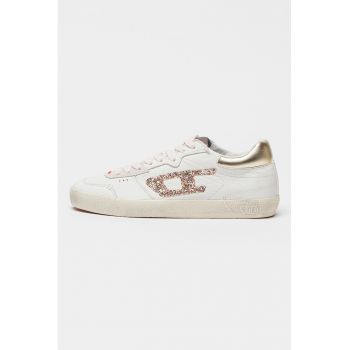 Pantofi sport de piele cu aplicatie monograma Leroji