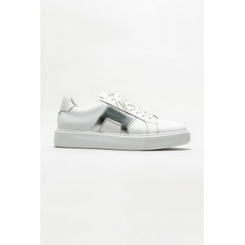 Pantofi sport de piele cu varf rotund