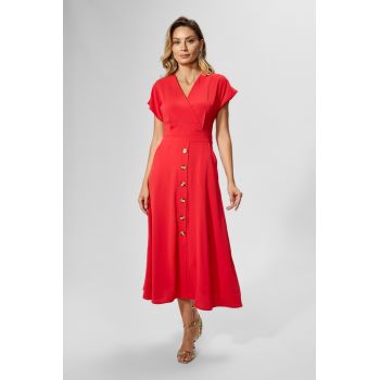Rochie casual-eleganta din voal cu decolteu in V petrecut Roxy Rosie