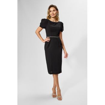 Rochie de ocazie cu strass-uri si maneci scurte bufante Brandy Neagra