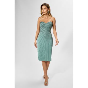 Rochie de ocazie din licra cu strass-uri Flavour Vernil