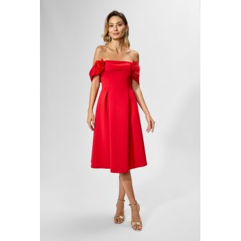 Rochie de ocazie din neopren cu flori 3D Girly Rosie