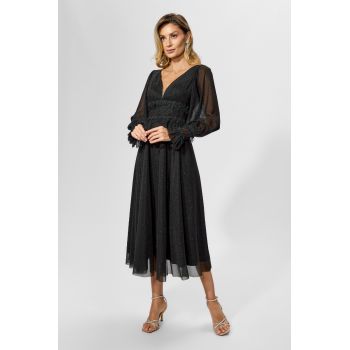 Rochie de ocazie din voal cu glitter Damara Neagra