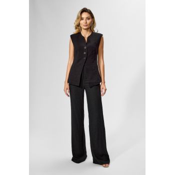 Set casual elegant format din pantalon si vesta Dakar Negru